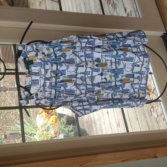 Tommy Hilfiger Blue Gold Tasseled Print Sleeveless Sz XL Tunic - Picture 1 of 10